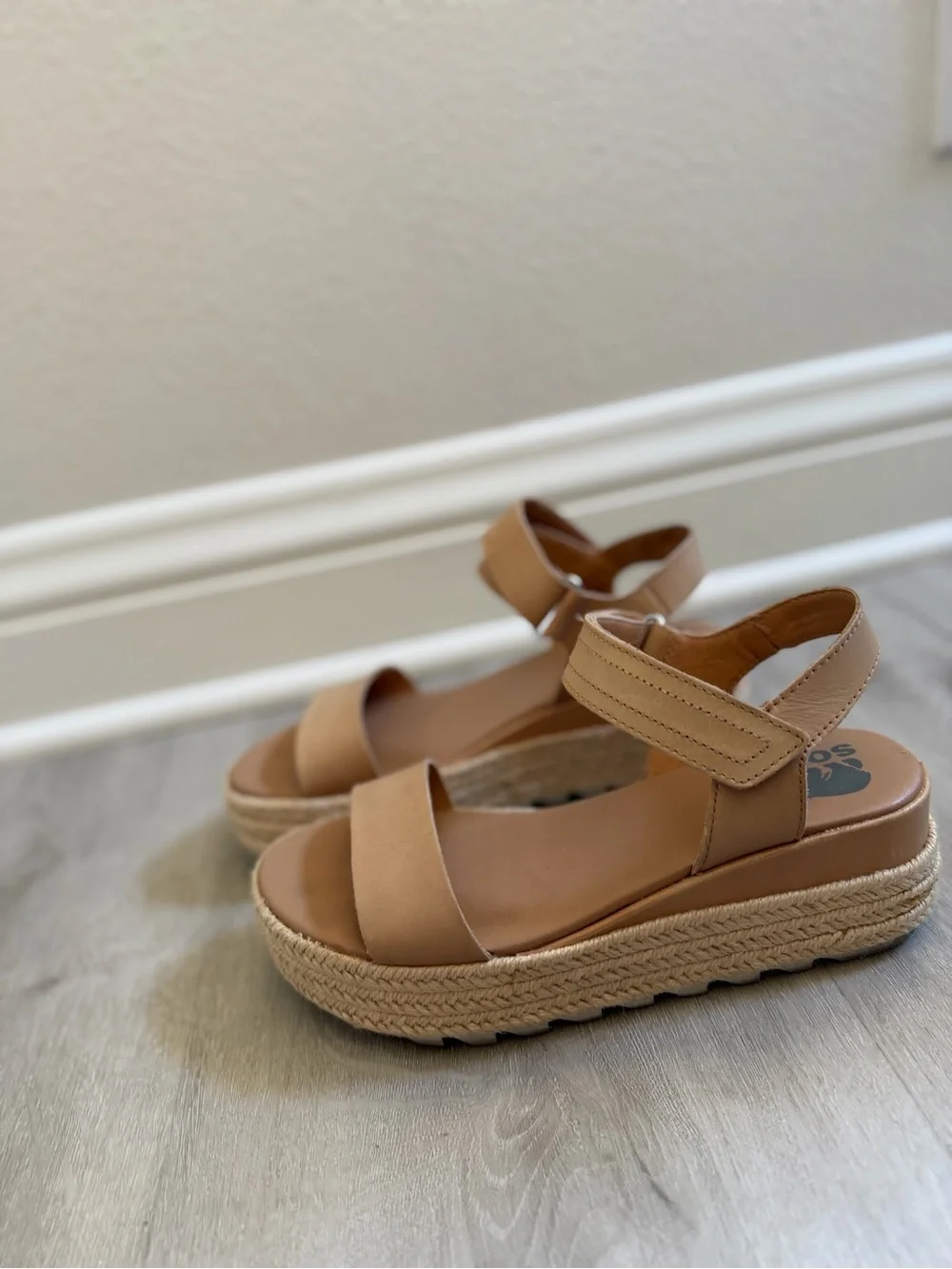 Sorel Tan Platform Espadrille Sandals with Ankle Strap